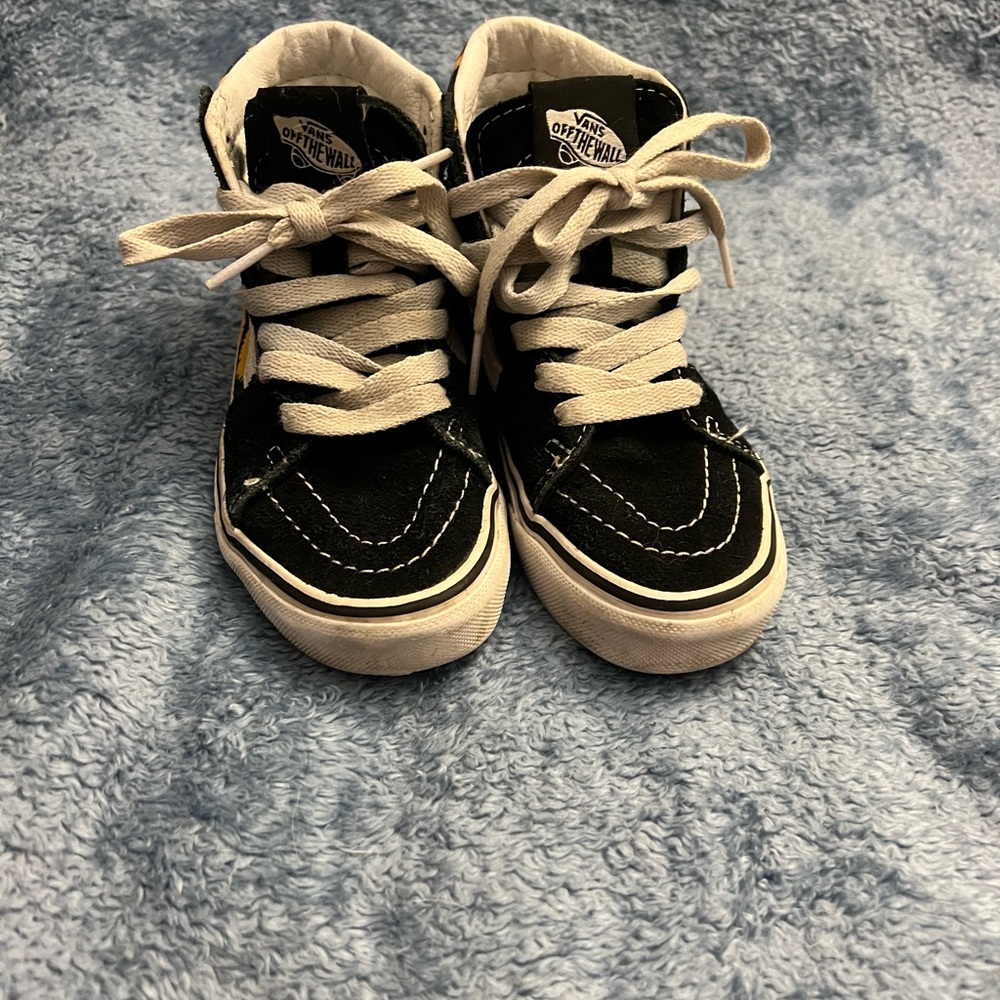 Vans Black and White with sunflower High-Top Sneakers